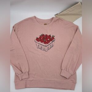 C&C California Blush Pink Sweatshirt with Strawberry Graphic